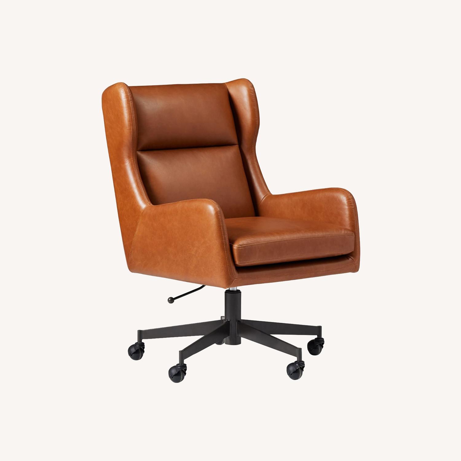 West Elm Ryder Leather Swivel Office Chair - image-0