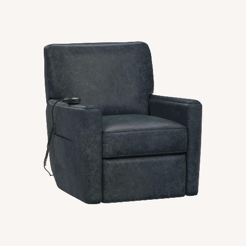 Used Pottery Barn Irving Roll Arm Leather Power Lift Recliner for sale on AptDeco