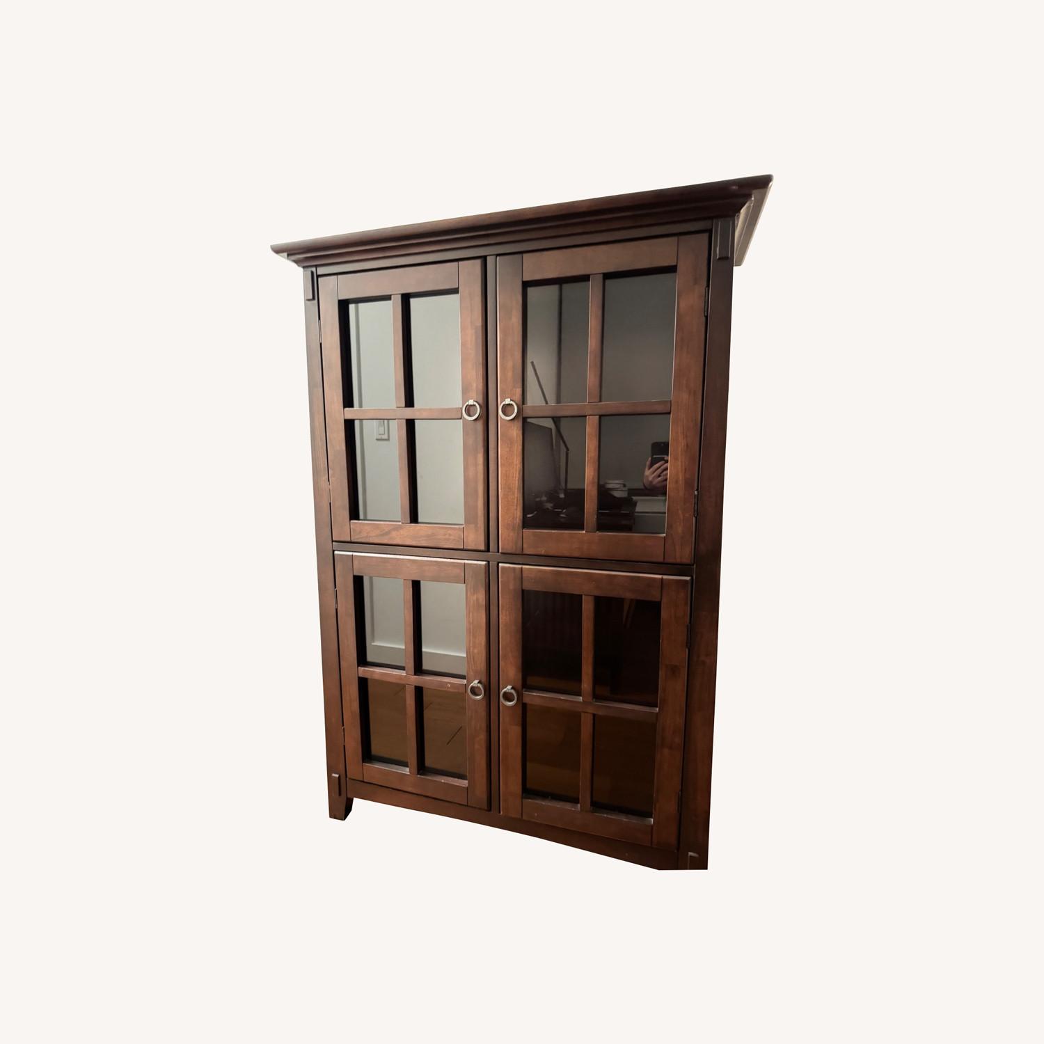 Mission Style Bookcase with Glass Doors - image-0