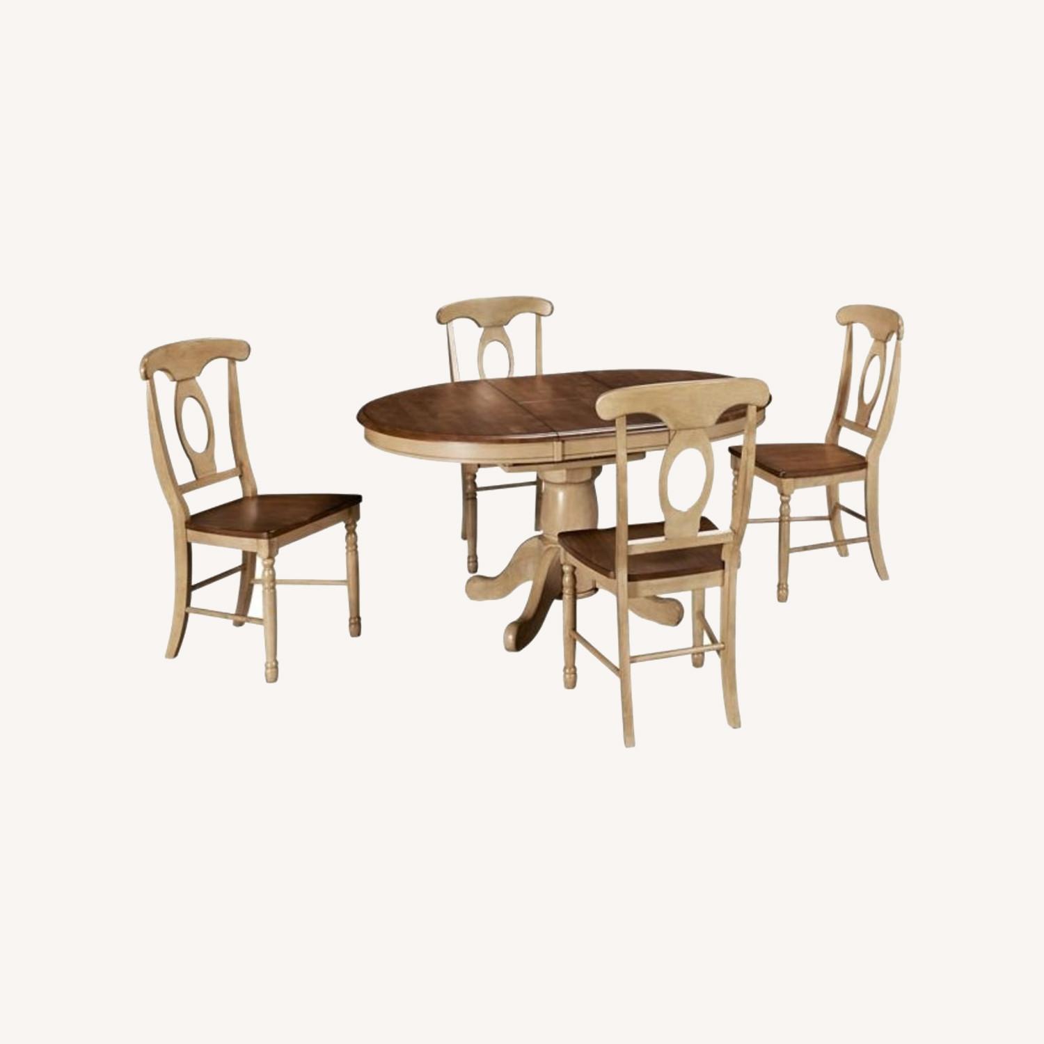 Pedestal Dining Table with Leaf + 4 Chairs - AptDeco