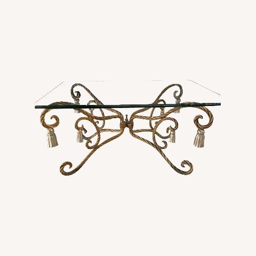 Used Gold and Glass Cocktail Table for sale on AptDeco