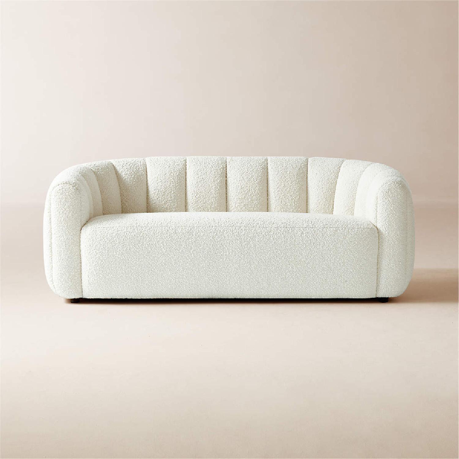 CB2 Fitz Channeled White Boucle Loveseat - image-5