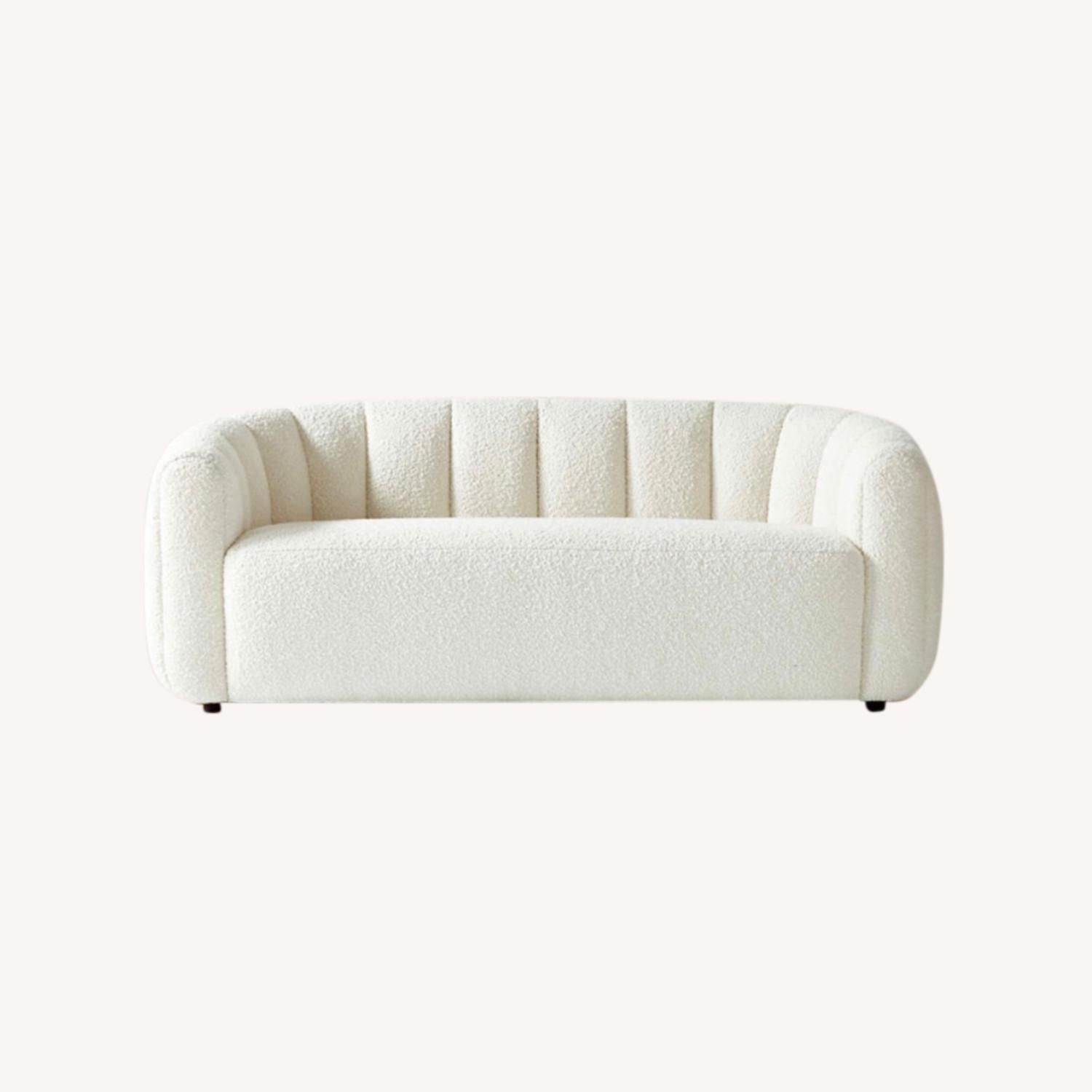 CB2 Fitz Channeled White Boucle Loveseat - image-0