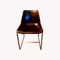 CB2 Black Leather Roadhouse Chairs