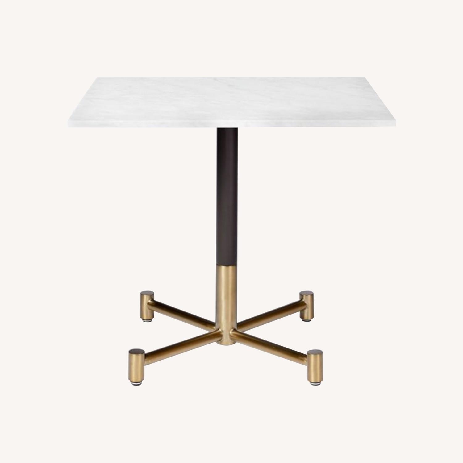 West Elm White Marble Bistro Table - image-0