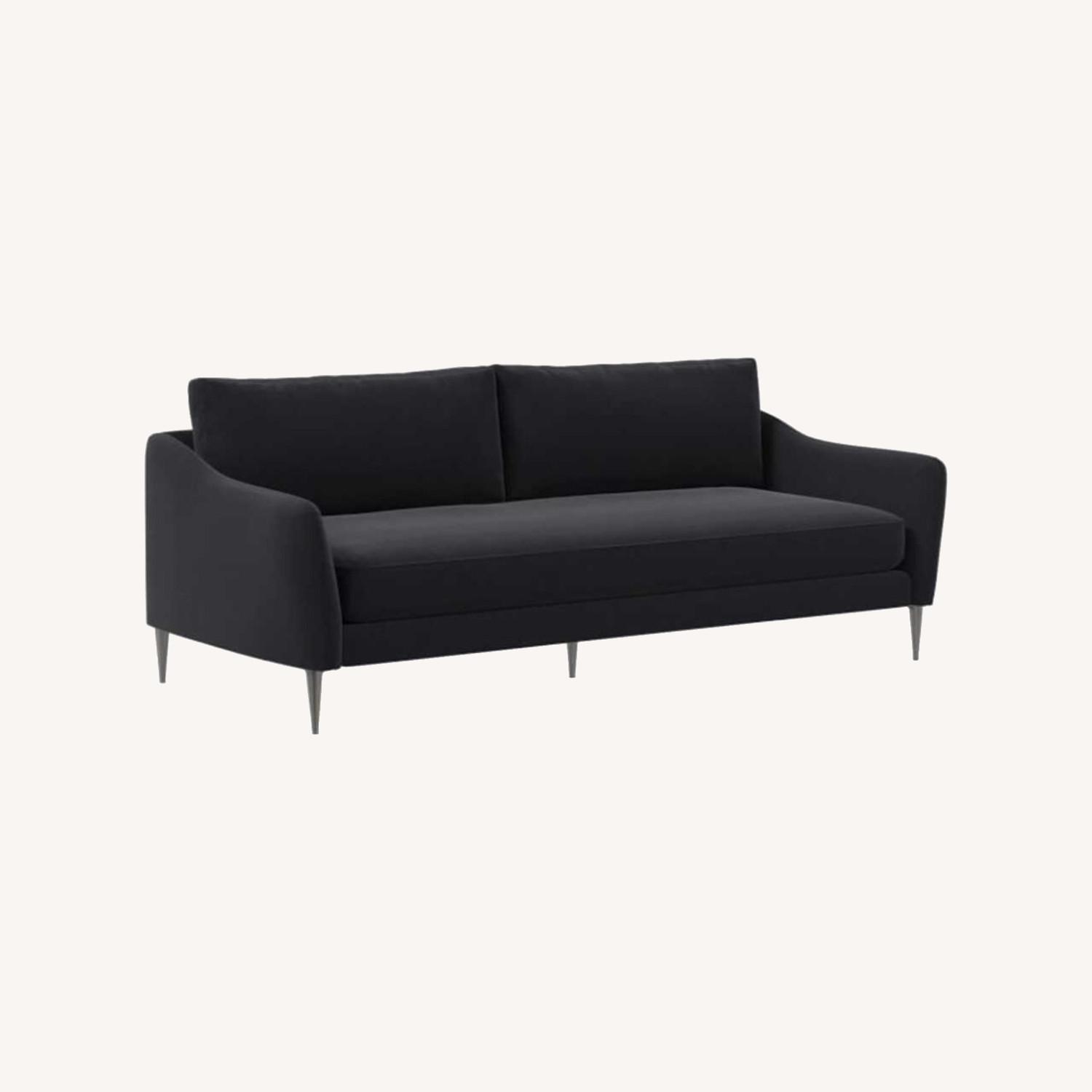 West Elm Sofa in Velvet (Graphite) - image-0