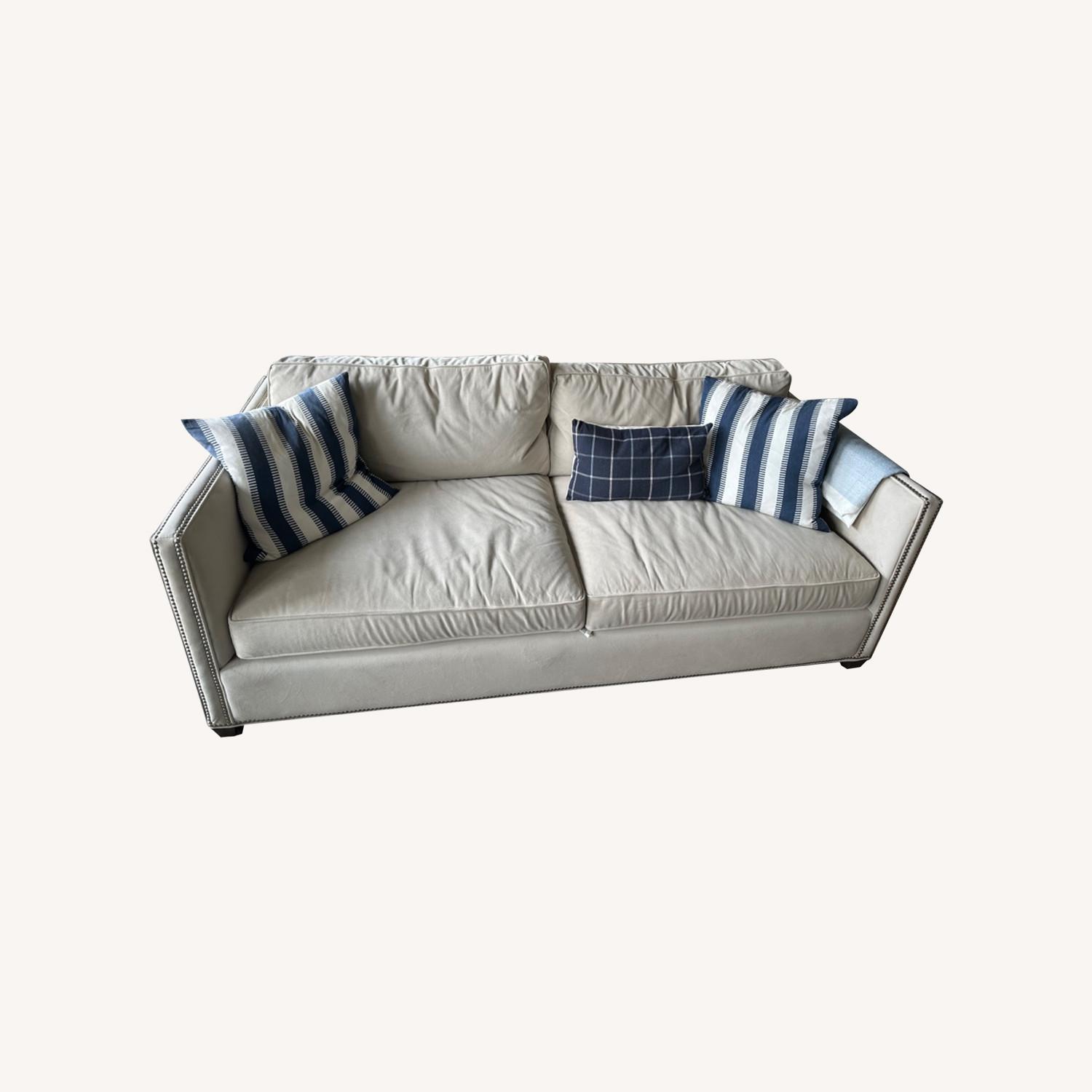Crate & Barrel Velvet Nailhead Sofa - image-0