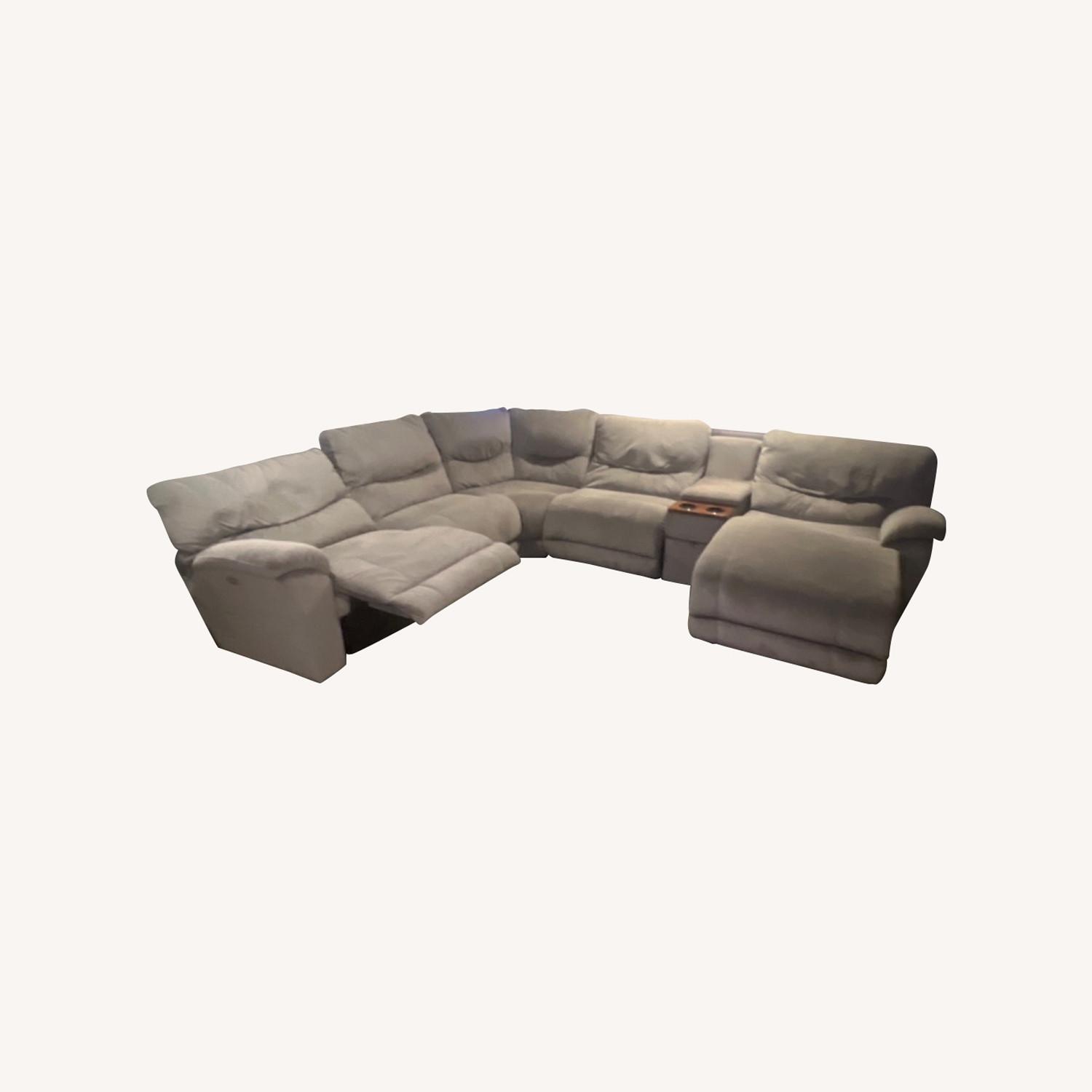 Art Van Grey Chaise 3 Pc Sectional with 2 Recliners - image-0