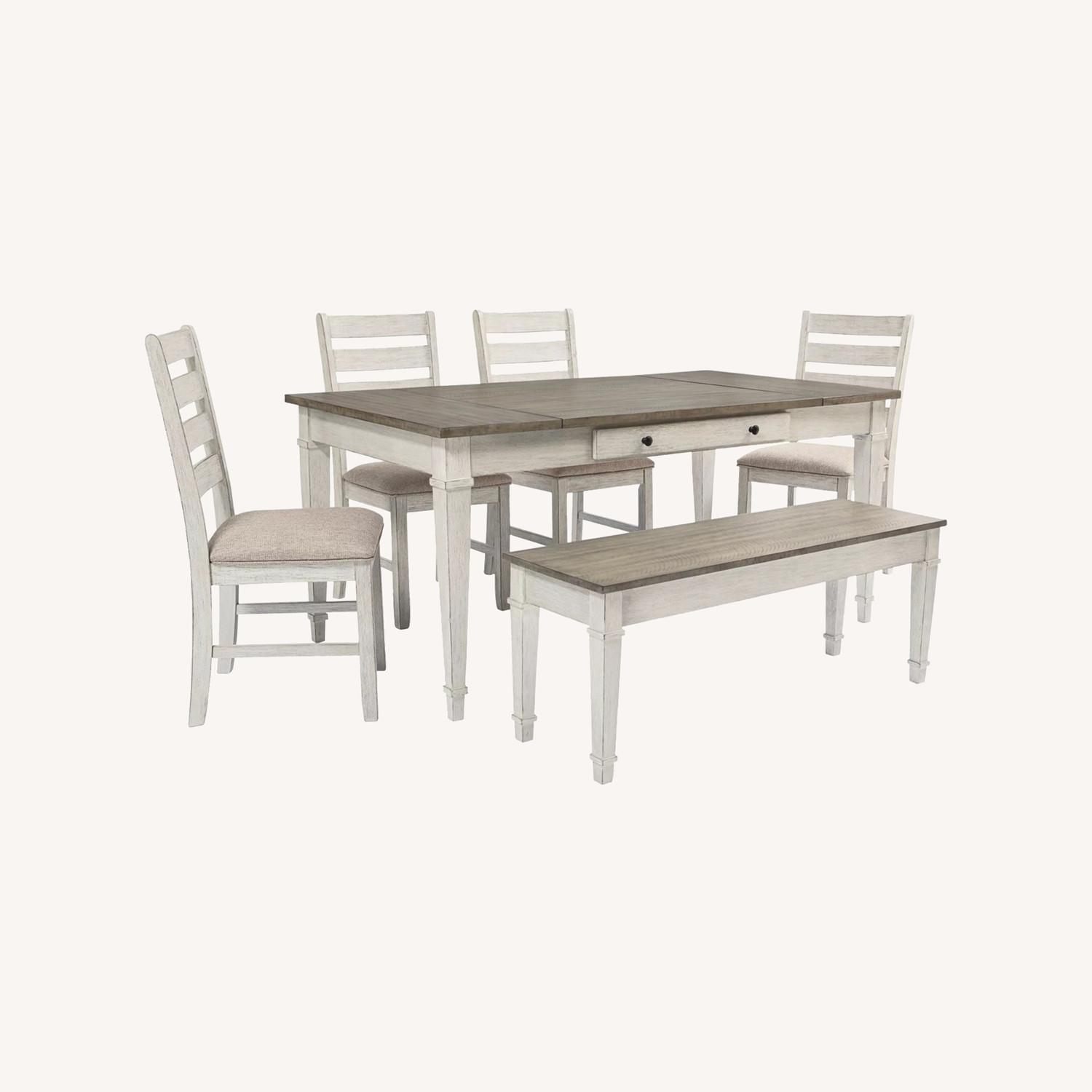 Ashley Skempton Dining Table and 4 Chairs and Bench - AptDeco