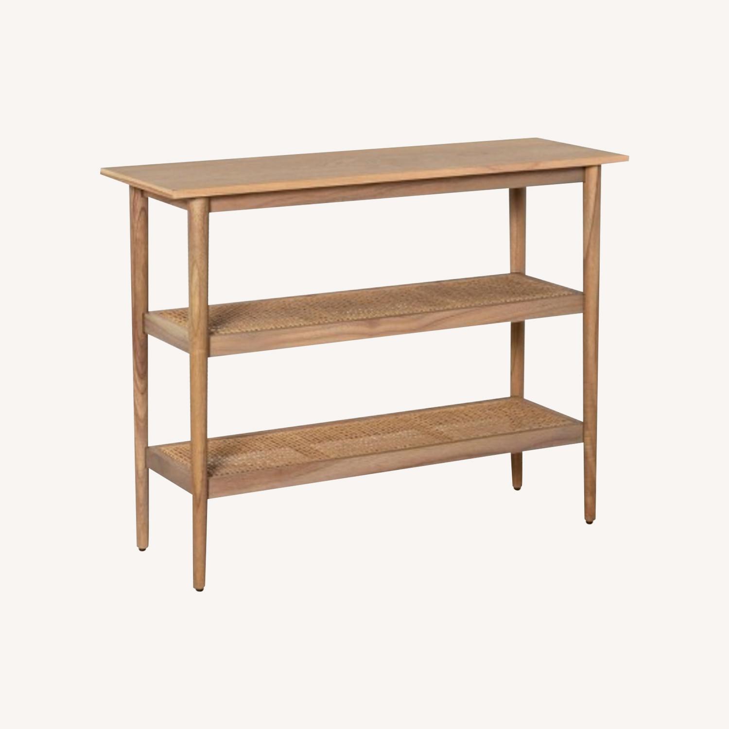 Target Magnolia Wood & Cane Console Table Natural - AptDeco