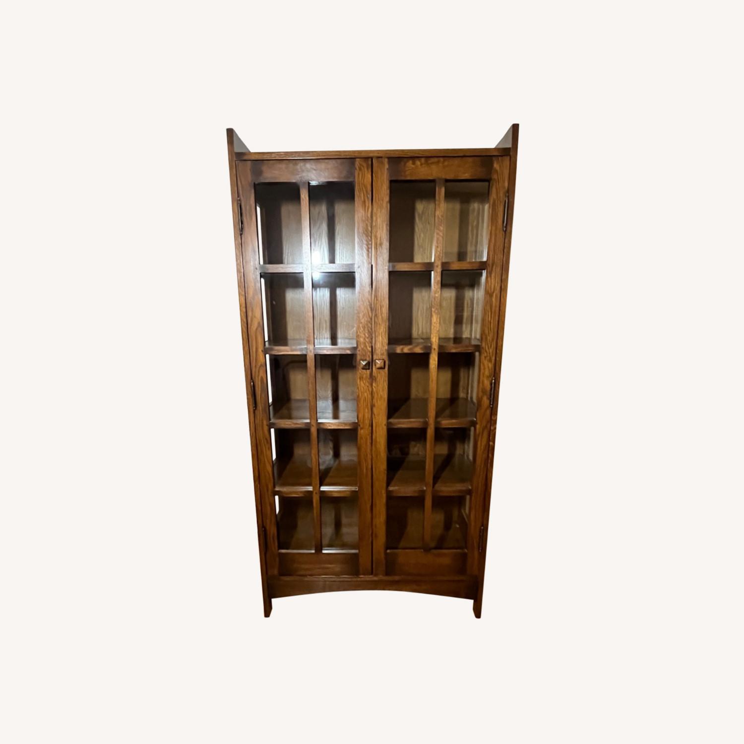 Mission Style Glass Door Bookcase - image-0