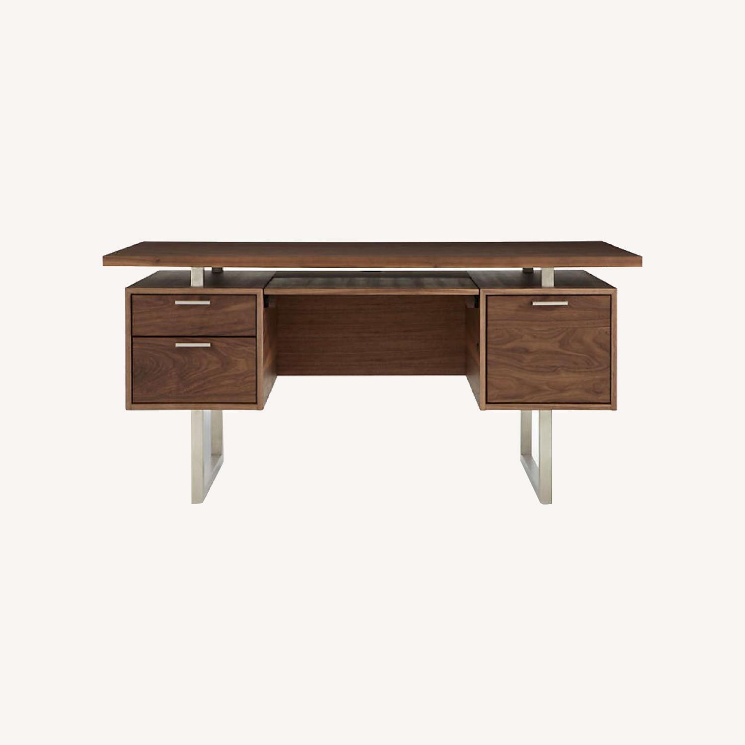 Crate and Barrel Walnut Desk - image-0
