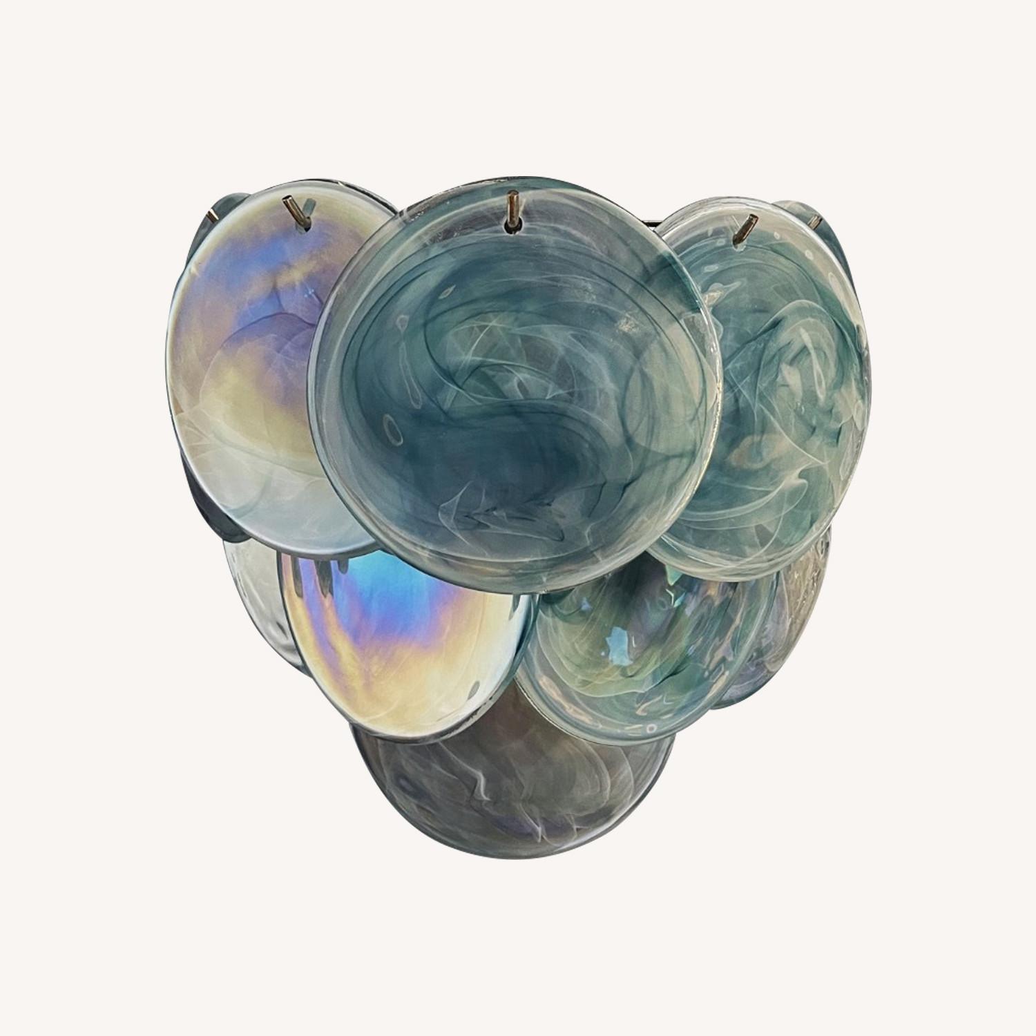 Pair of Glass Wall Sconces 10 Alabaster Blue - image-0