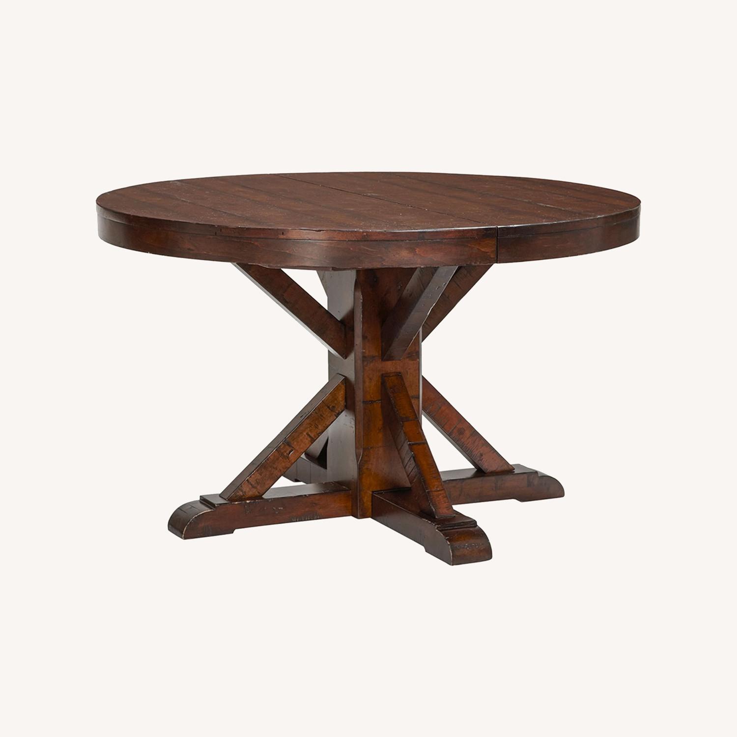 Pottery Barn Benchwright Round Pedestal Extending Table - AptDeco