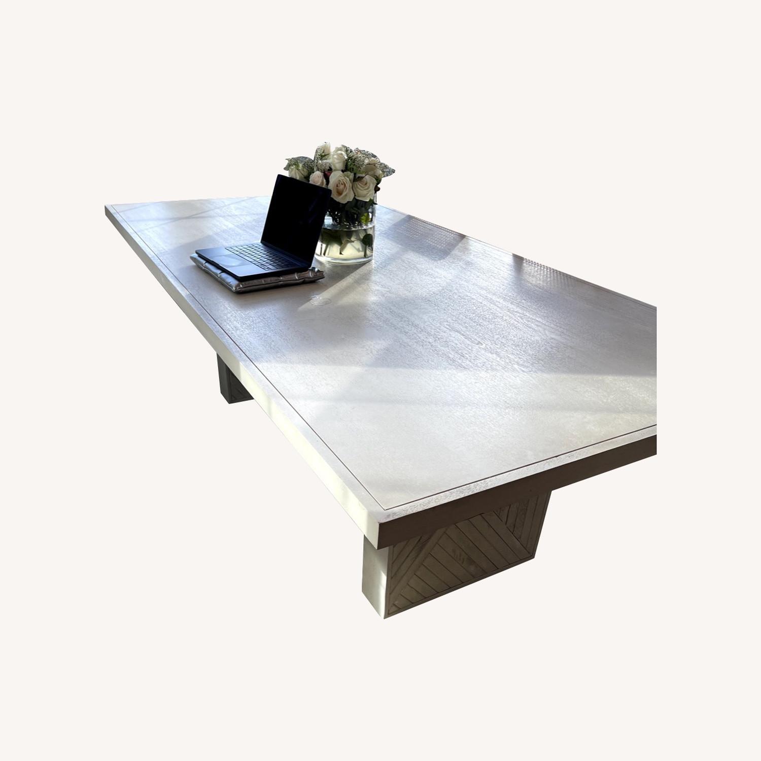 Crate & Barrel Dunewood Whitewashed Dining Table - image-5