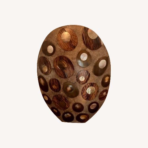 Used R&Y Augousti Shagreen Wood & Brass Flat Oval Vase for sale on AptDeco