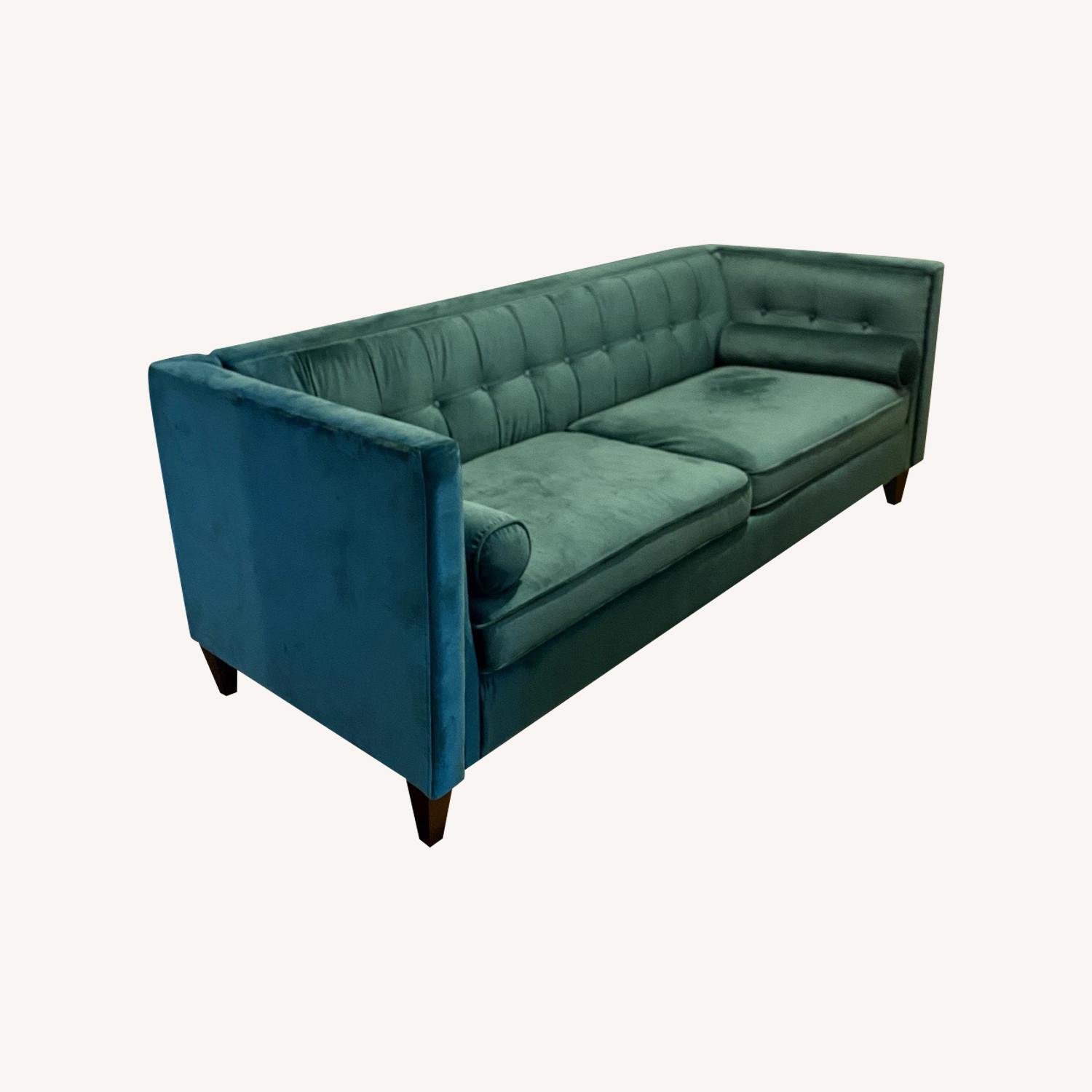 Green Velvet Couch - image-0