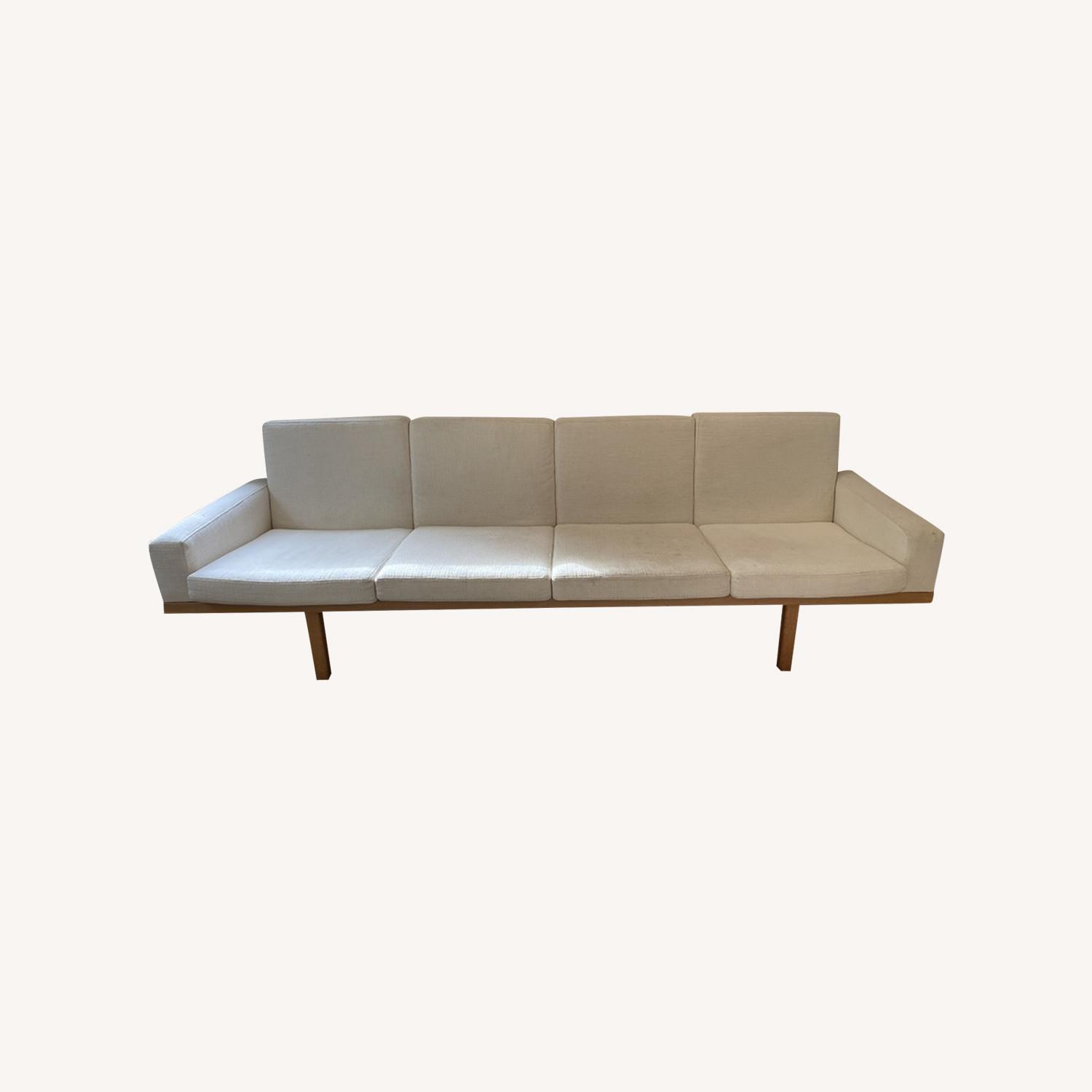 Mid-Century White Sofa - image-0