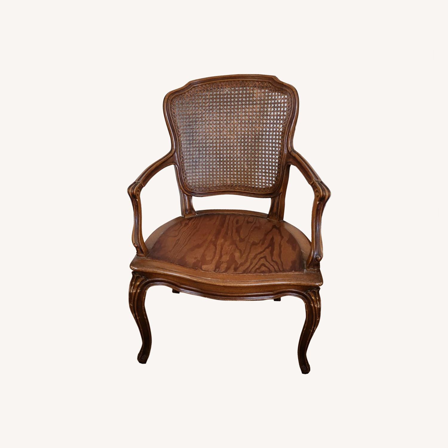 Vintage Rattan Wood Arm Accent Chairs - image-0