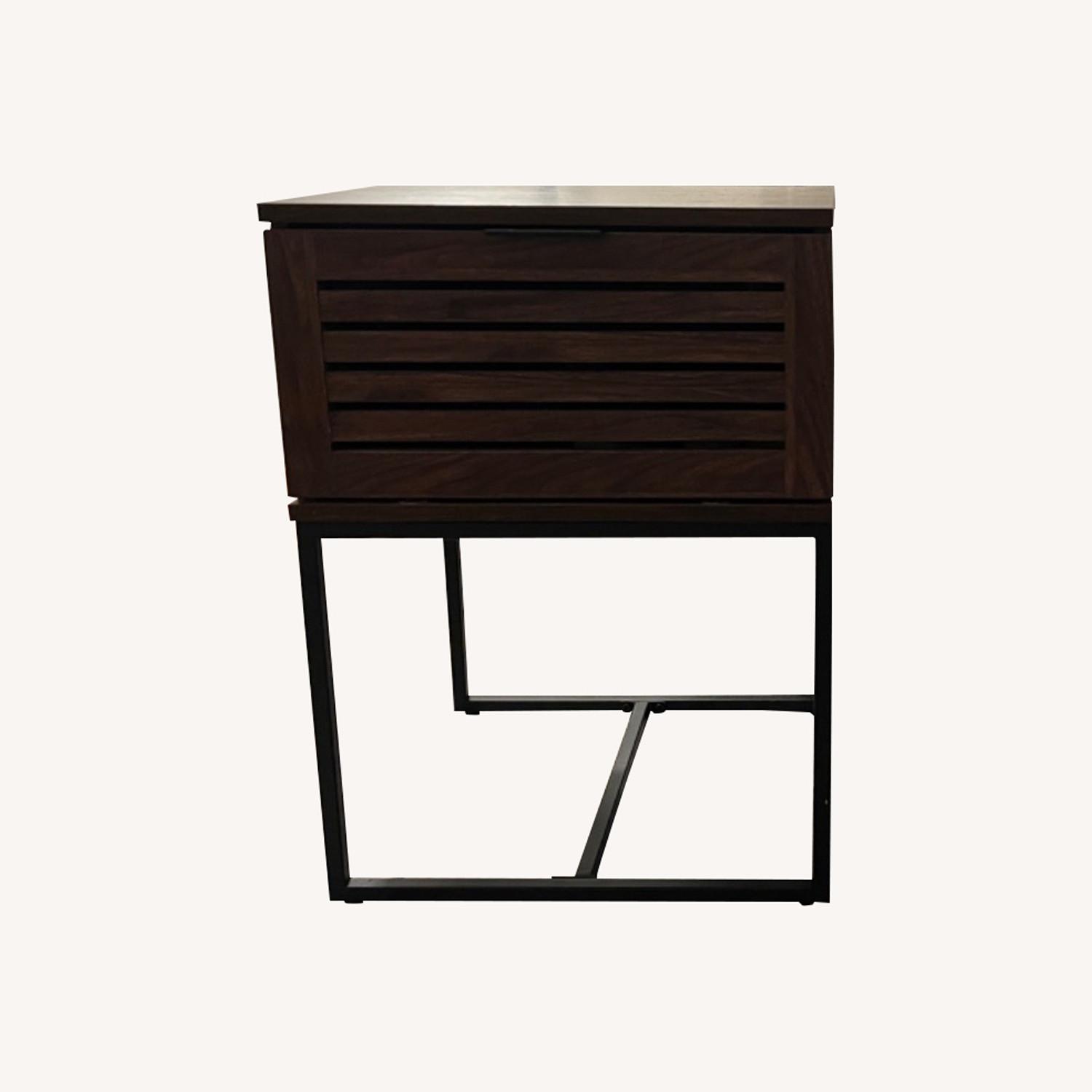 Side Table Set Dark Wood Metal Modern - image-0