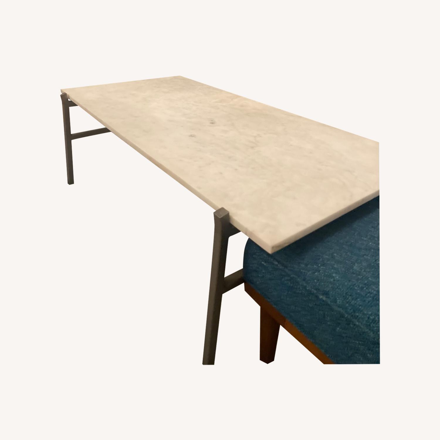 CB2 Marble Coffee Table with Brass Base - image-4