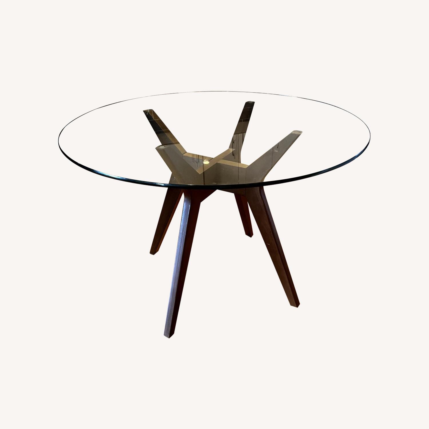 West Elm Jensen Round Table, Glass/Walnut - image-0