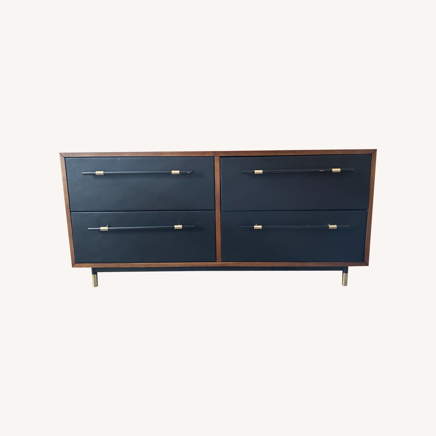 CB2 Wood & Leather Wardrobe - image-0