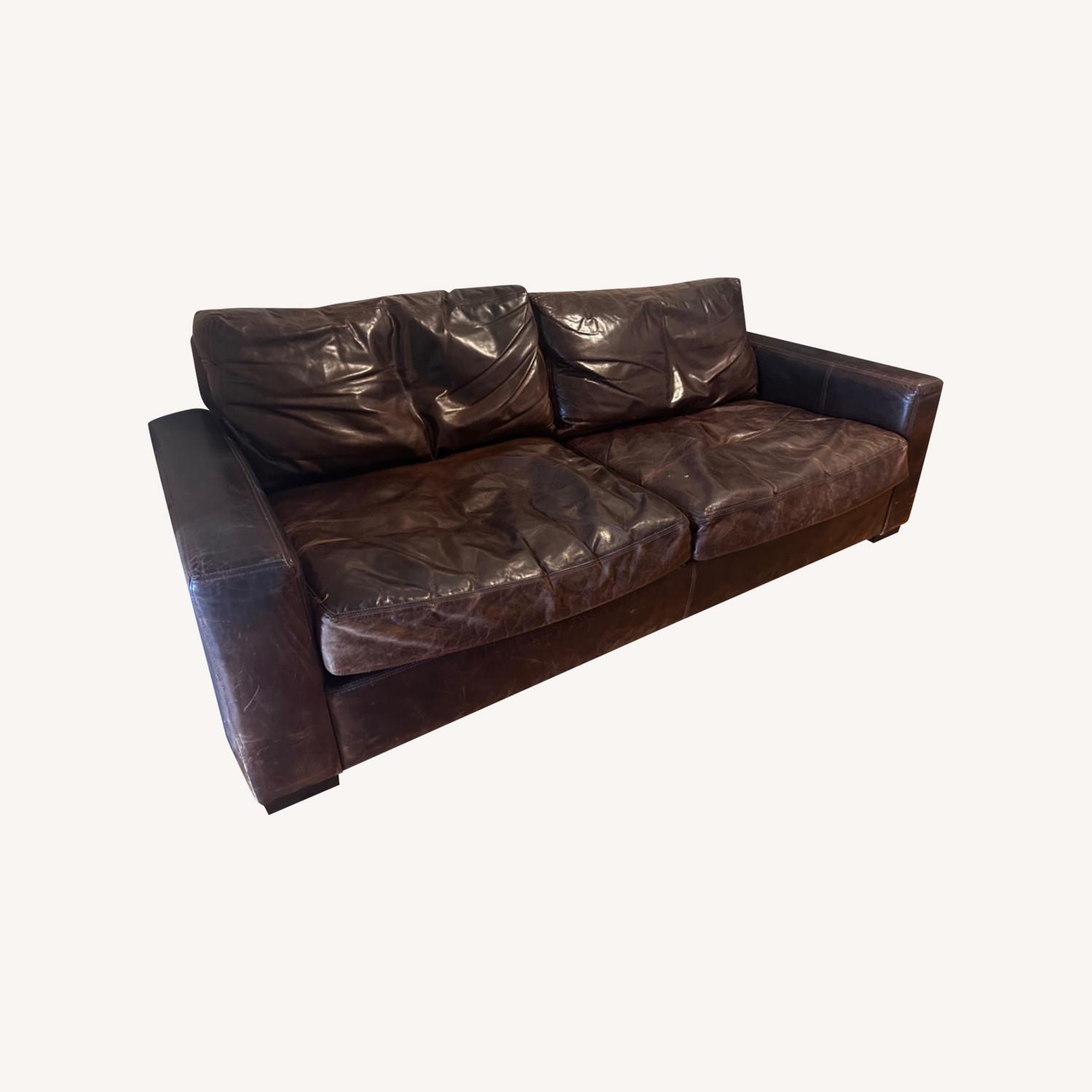 Restoration Hardware Italian Brompton Leather Sofa - image-0