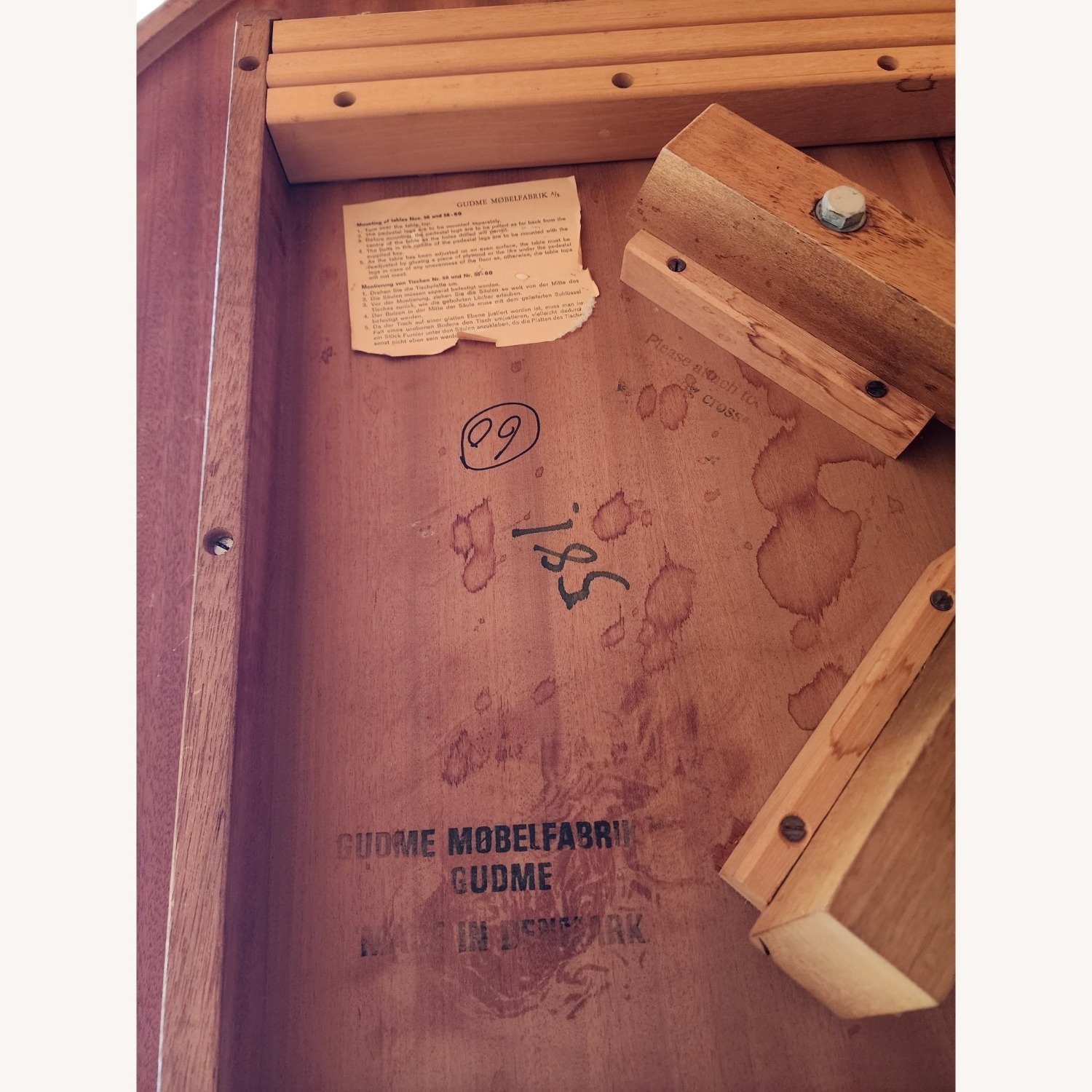 Midcentury Danish Dining Table W 2 Extensions - image-10