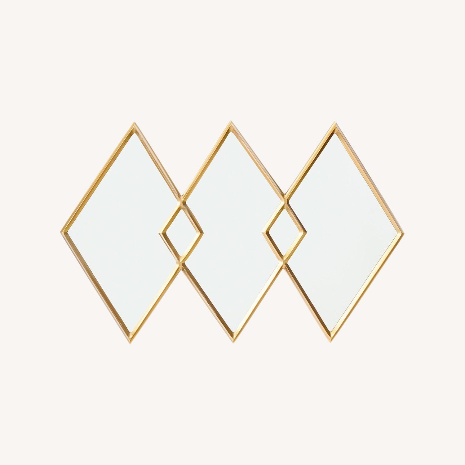 West Elm Overlapping Triangle Mirror Antique Brass - image-0