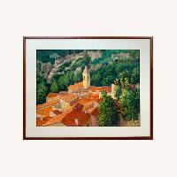 Mountain Town pastel by Claude Chevalley