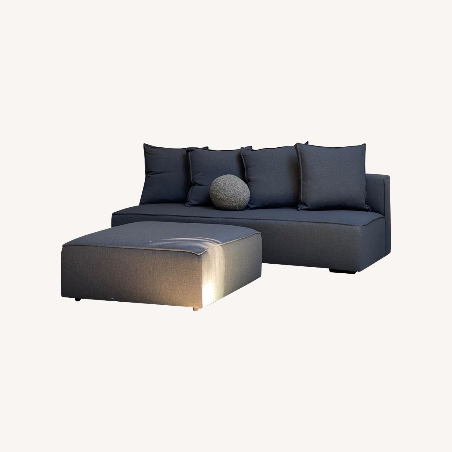 Oasis 80 Armless Sofa in Mist Charcoal - image-0