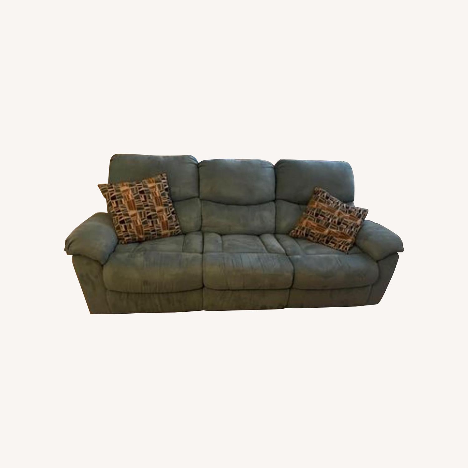 Rooms To Go Blue Microfiber Sofa - image-0
