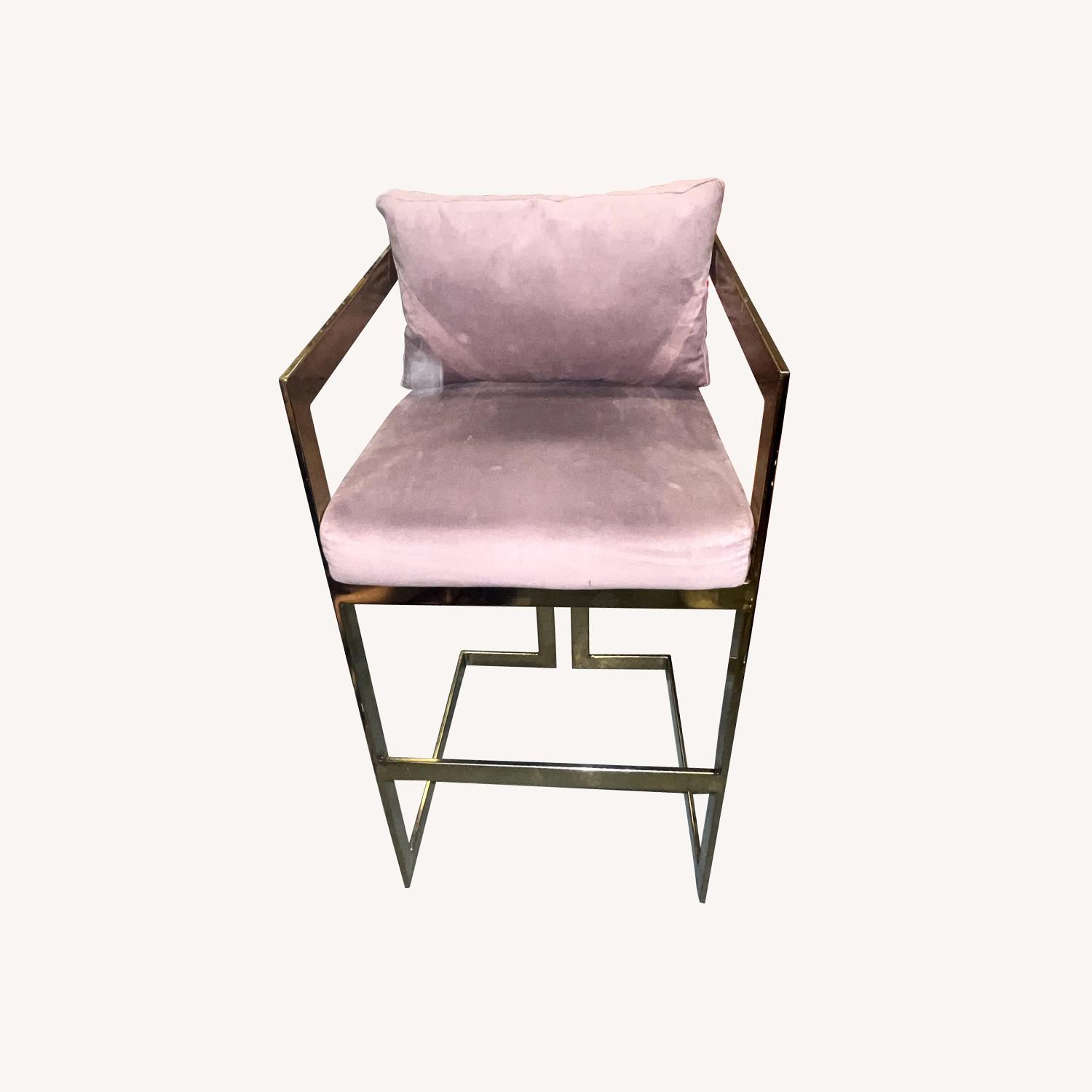Layla Velvet Bar Stool Chair Gold Base - image-0