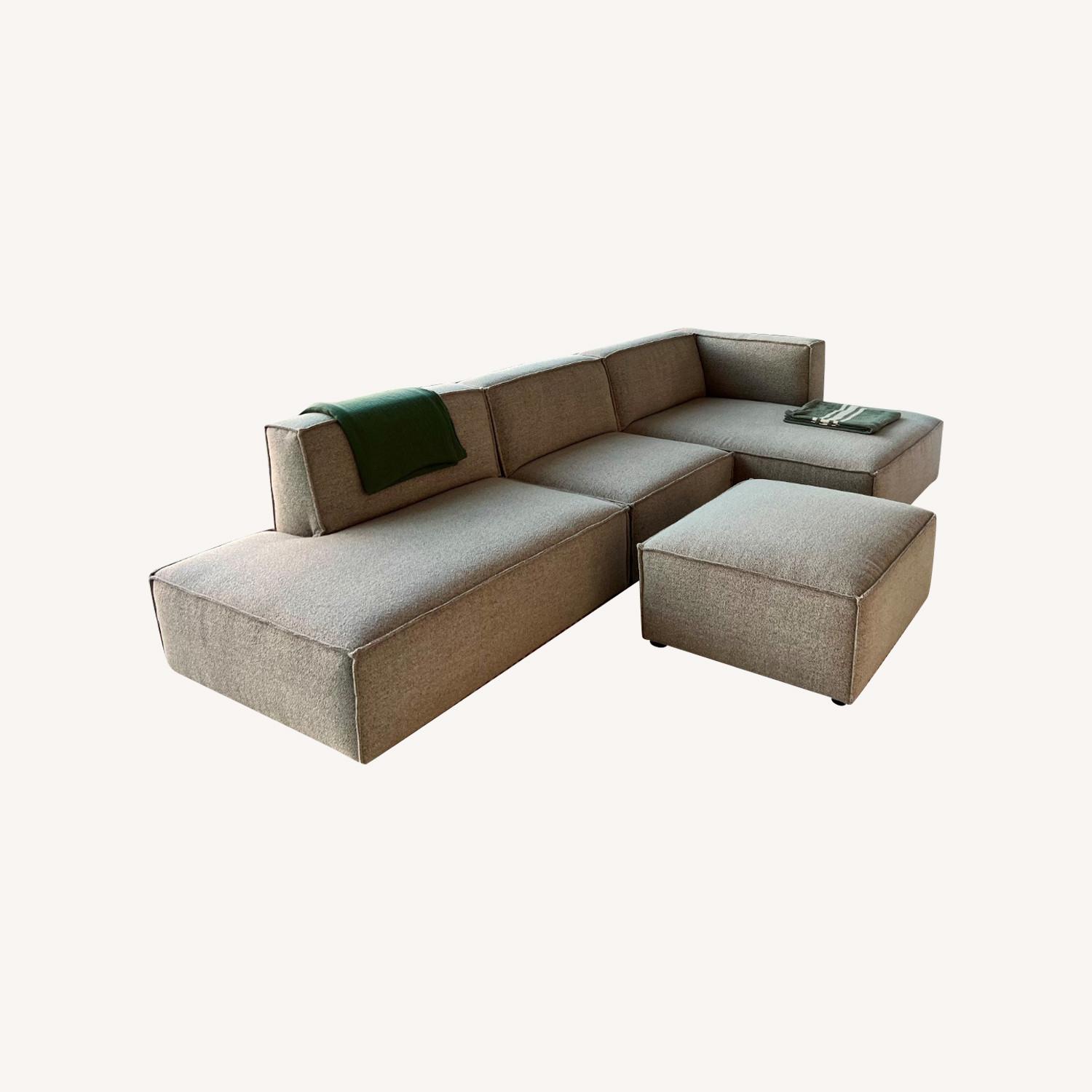 AllModern Taupe Shonnard Chaise L-Sectional + Ottoman - image-3