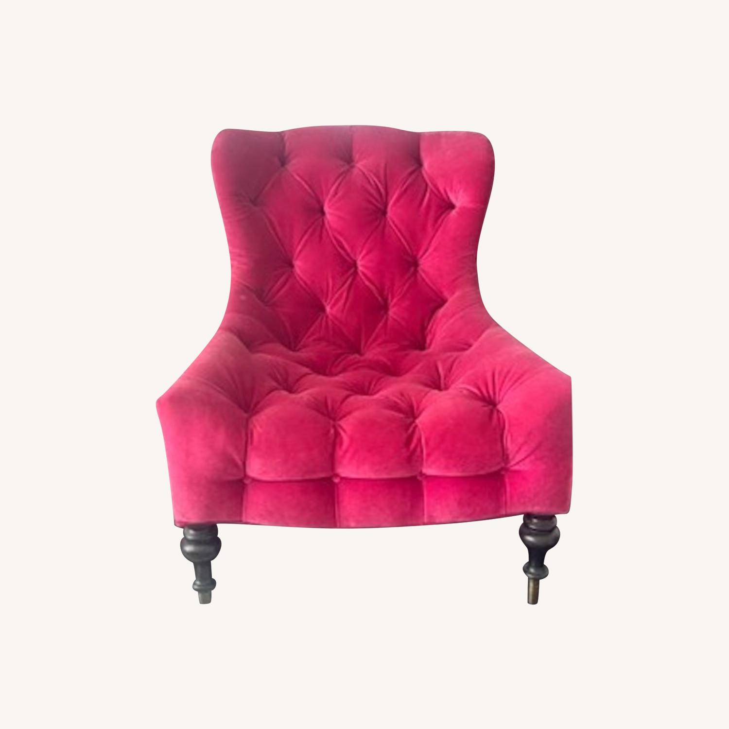 Hot Pink Velvet C Shaped Chair - image-0