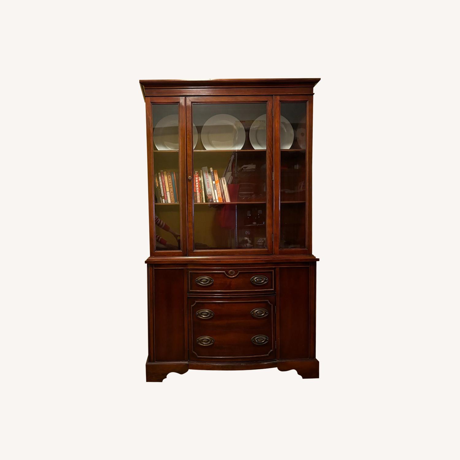 Mid Century Hutch/China Cabinet/Bookcase Mahogany - image-0
