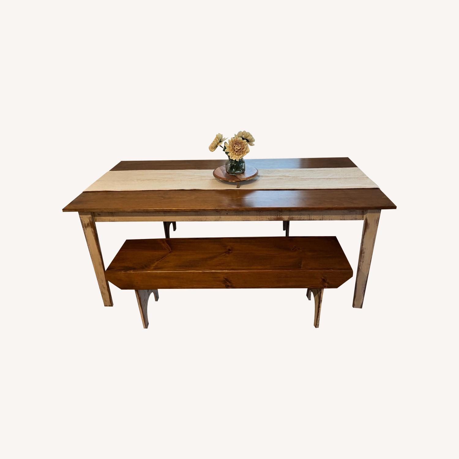 Custom Dining Table with Benches - image-0