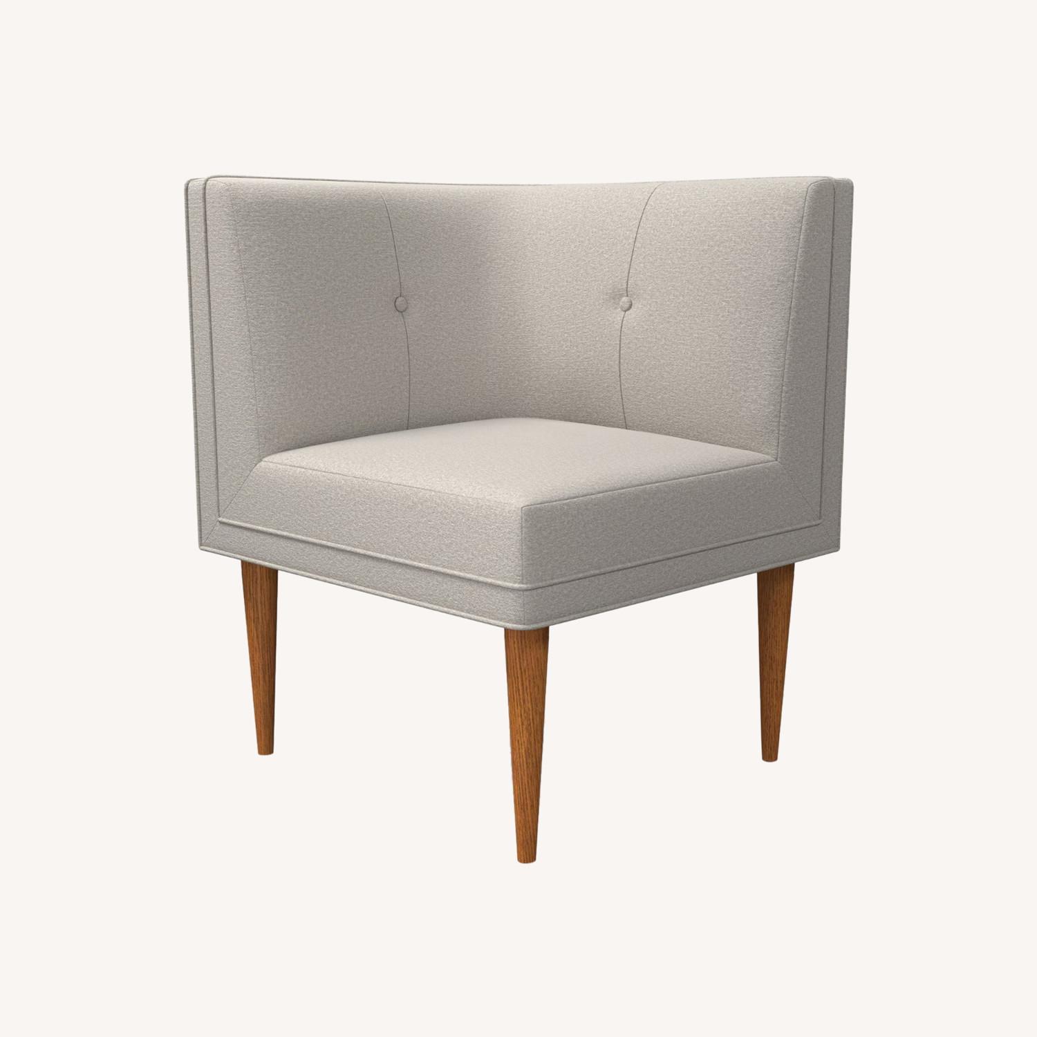 West Elm Mid Century Round Corner Banquette Dune - image-0