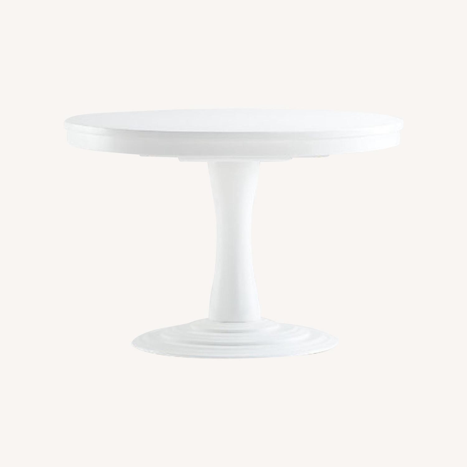 Crate & Barrel White 45 Round Extendable Table - image-0