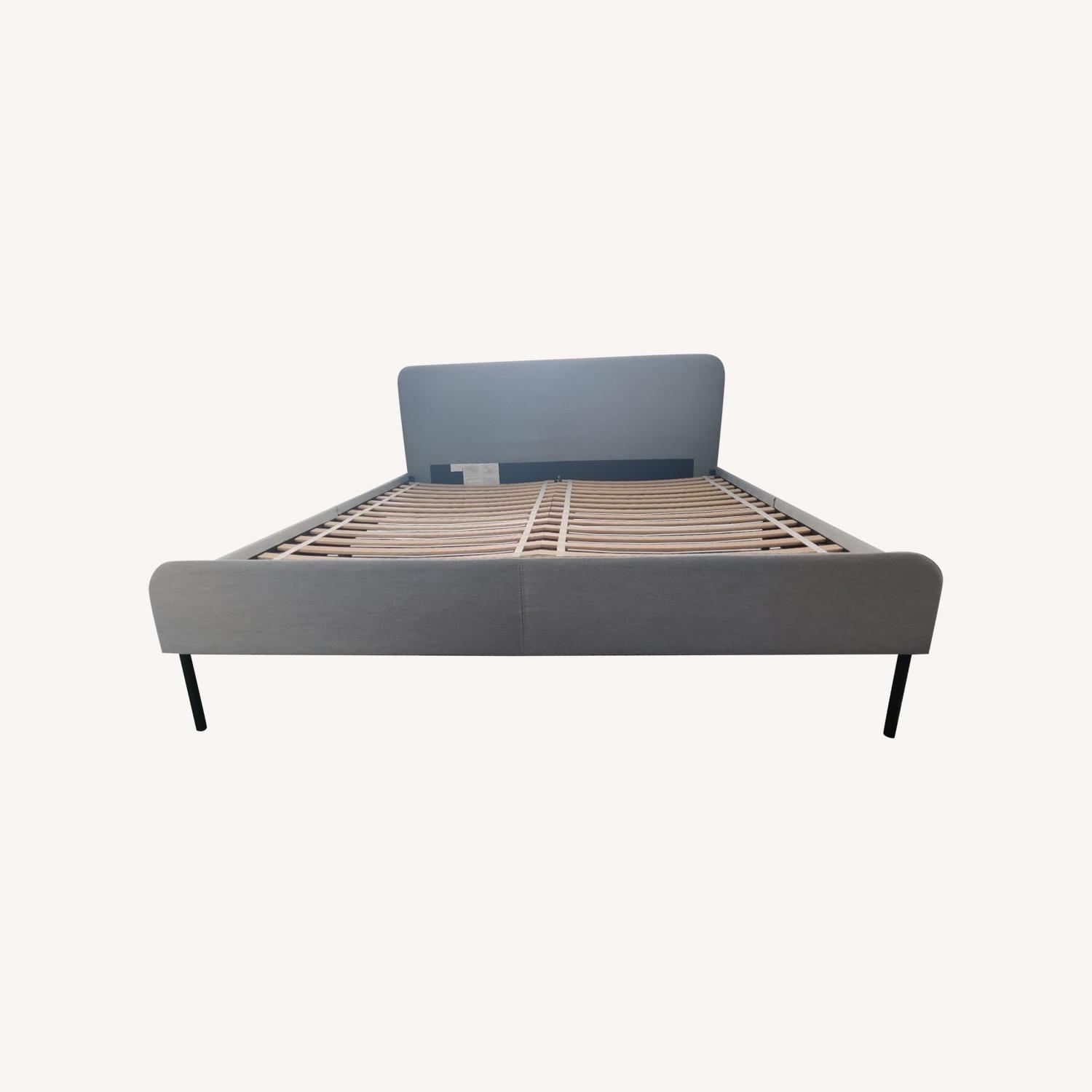 IKEA SLATTUM Upholstered Bed Frame, Knisa Light Gray - AptDeco