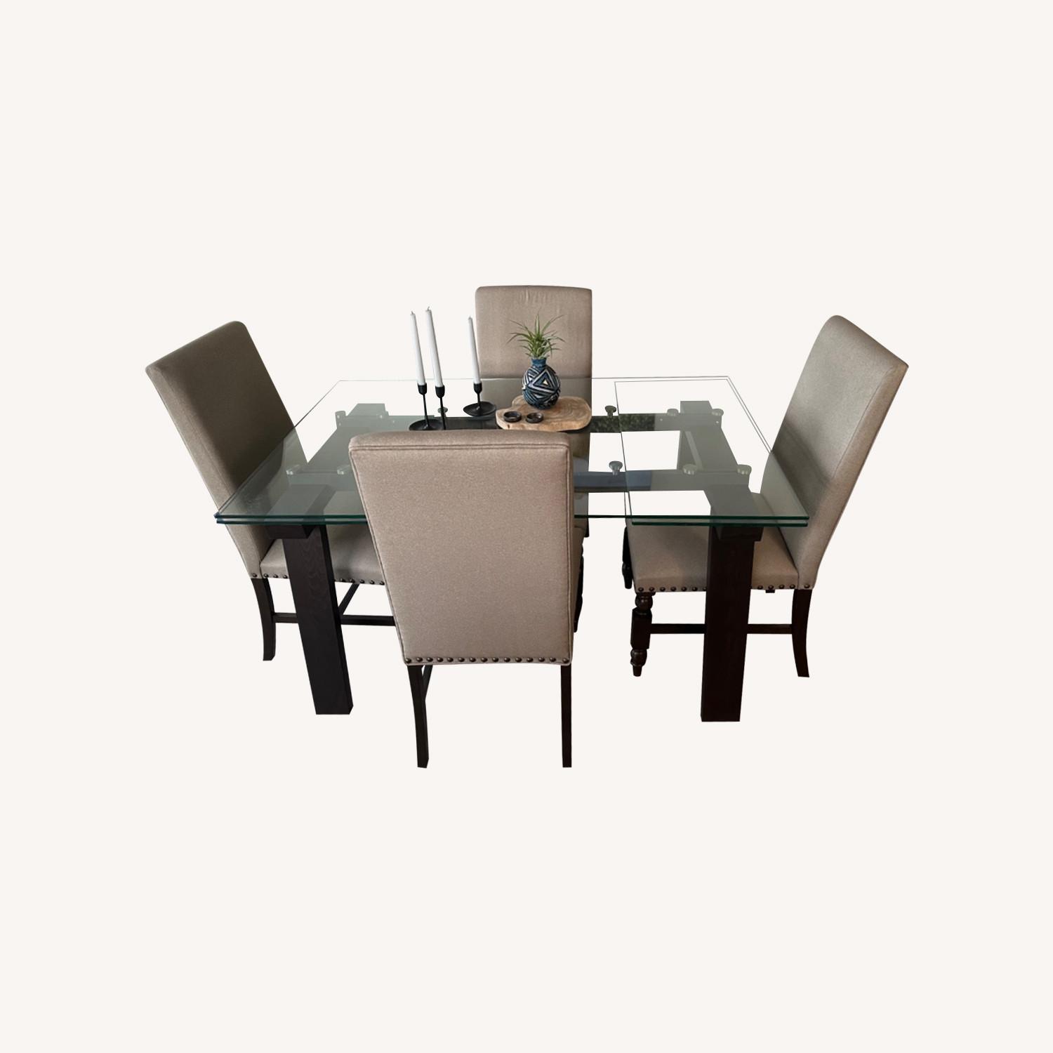 Calligaris Glass Extendable Dining Table, 4 Chairs - AptDeco