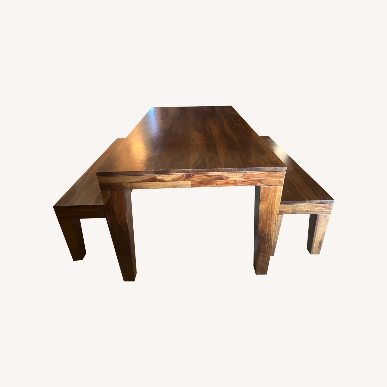 West Elm Carroll Farm Dining Table W 2 Benches - AptDeco