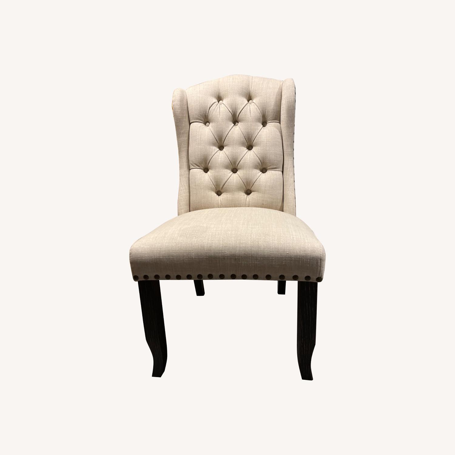 Macy's Natural Color Fabric Tufted Dining Chairs Set 2 - image-0