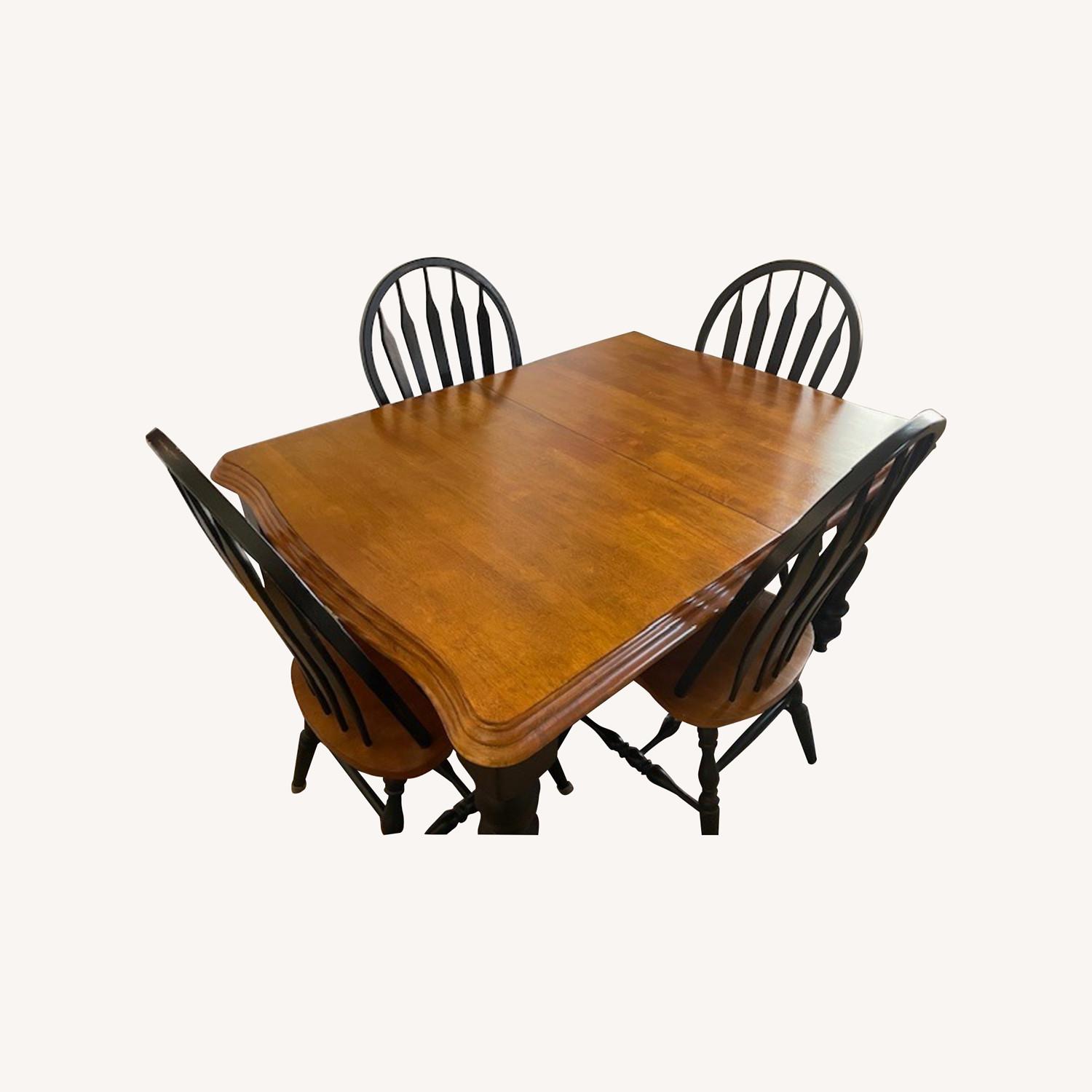 Solid Wood Dining Table & 4 Matching Chairs - AptDeco