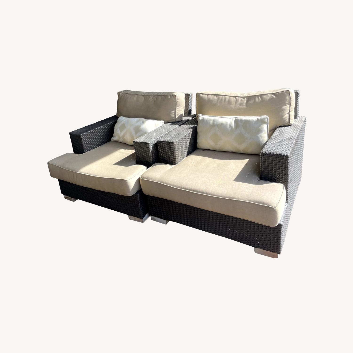 Restoration Hardware Black Wicker Single Seater - image-0