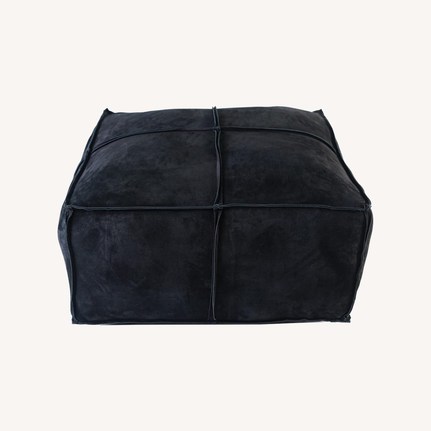 Suede Open Edge Pouf - image-0