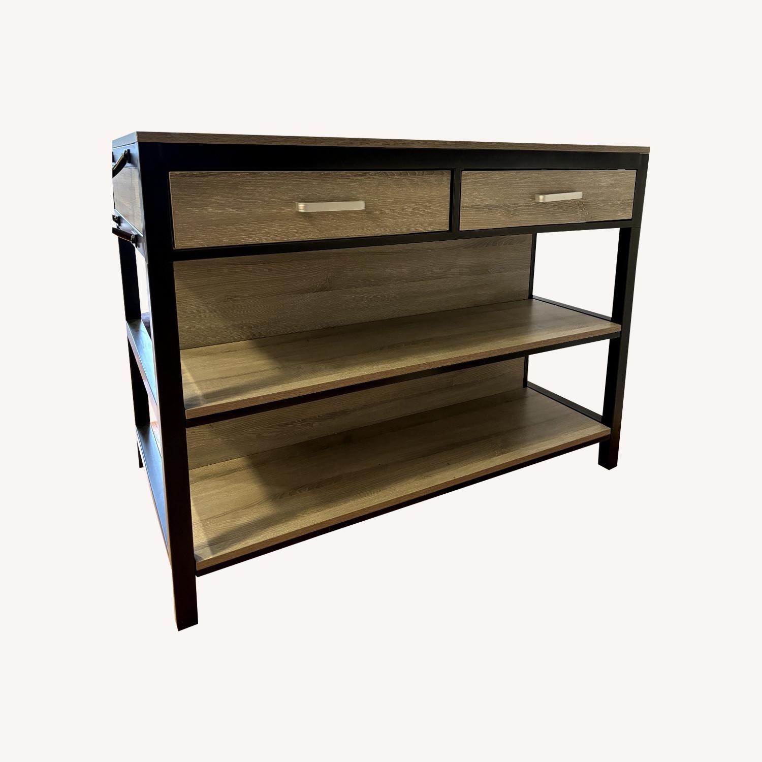 Kitchen Island with Bar Seating & Storage Shelves - AptDeco
