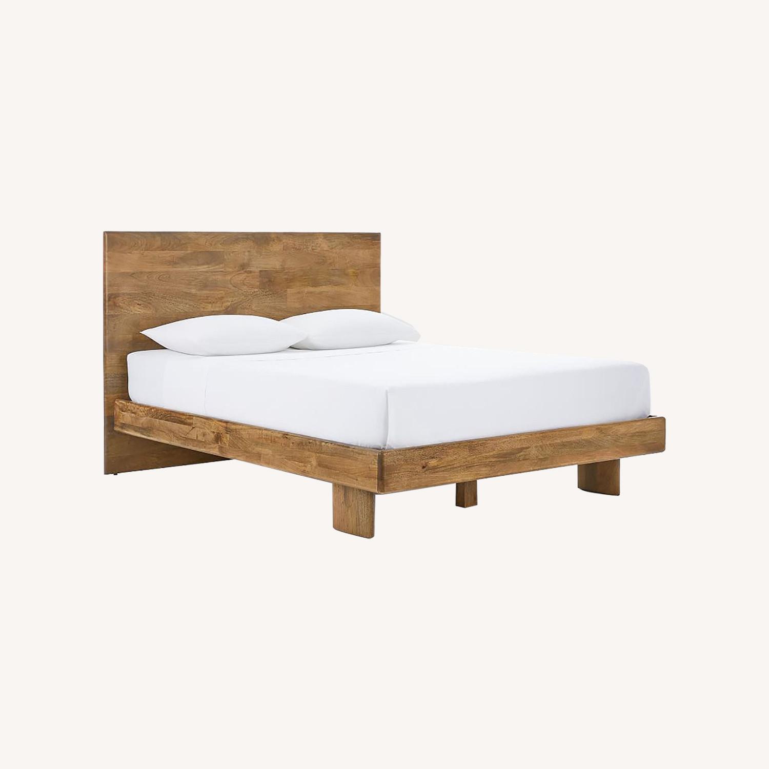 West Elm Anton Solid Wood Bed, Queen, Burnt Wax - image-0