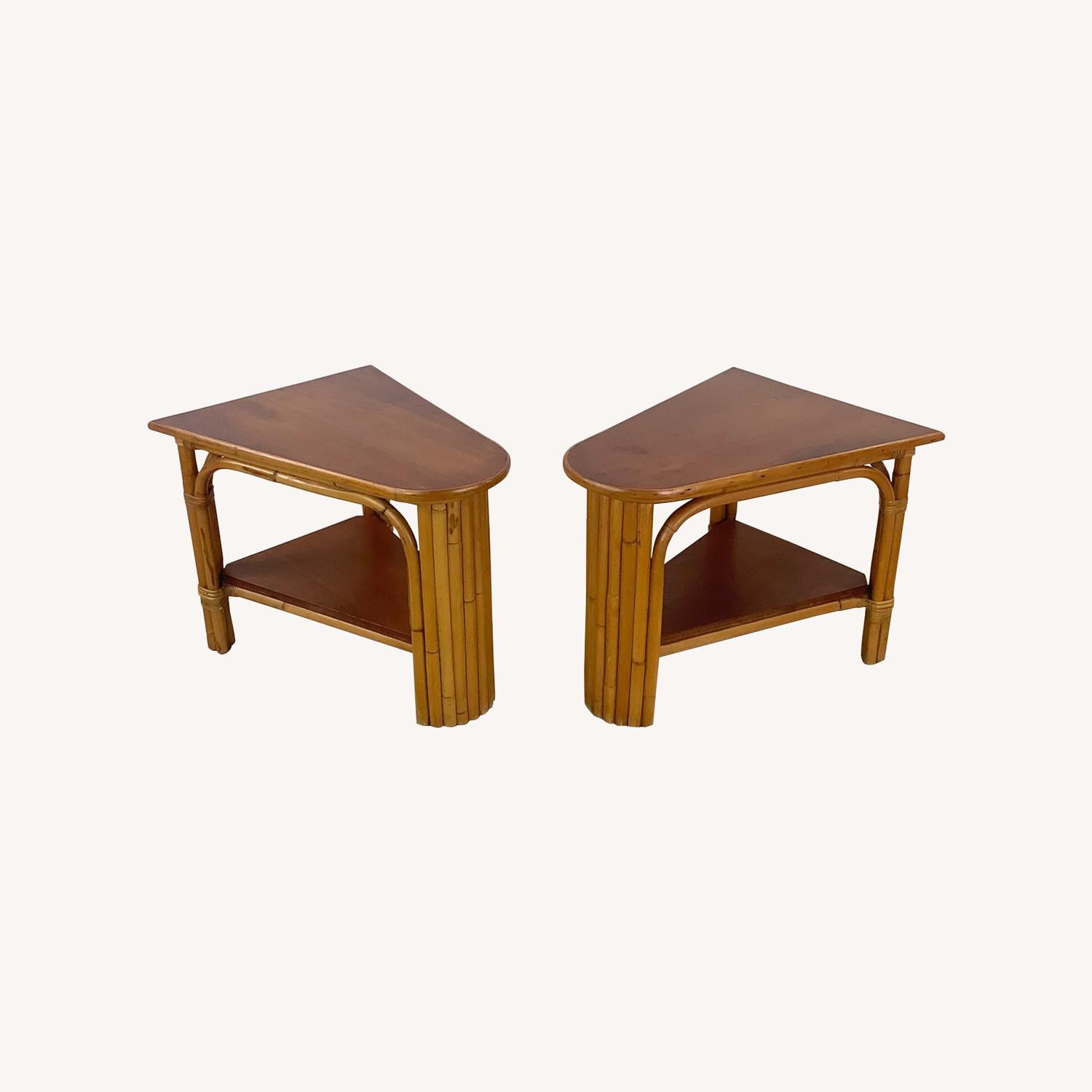 Pair Vintage Rattan End Tables attr. Paul Frankl - image-0